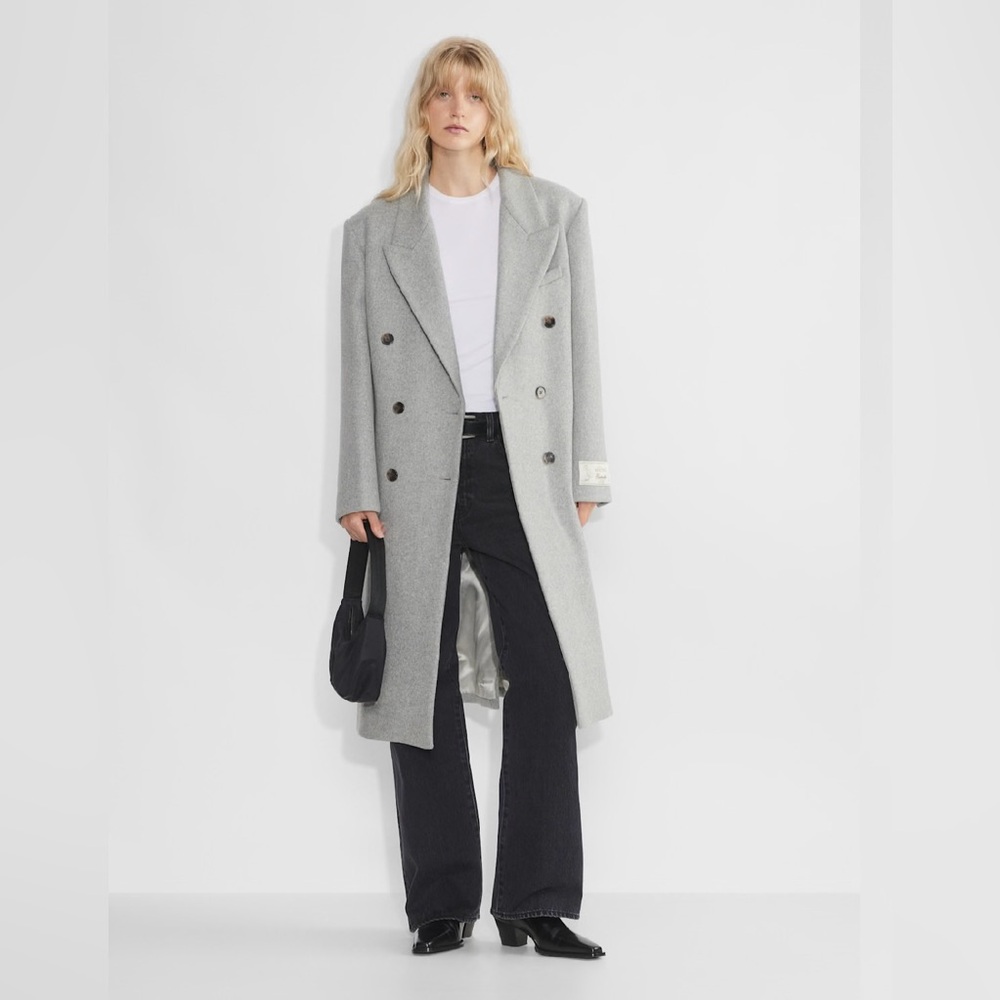 NWOT Symphony Wool & Cashmere long pea Coat grey size extra small